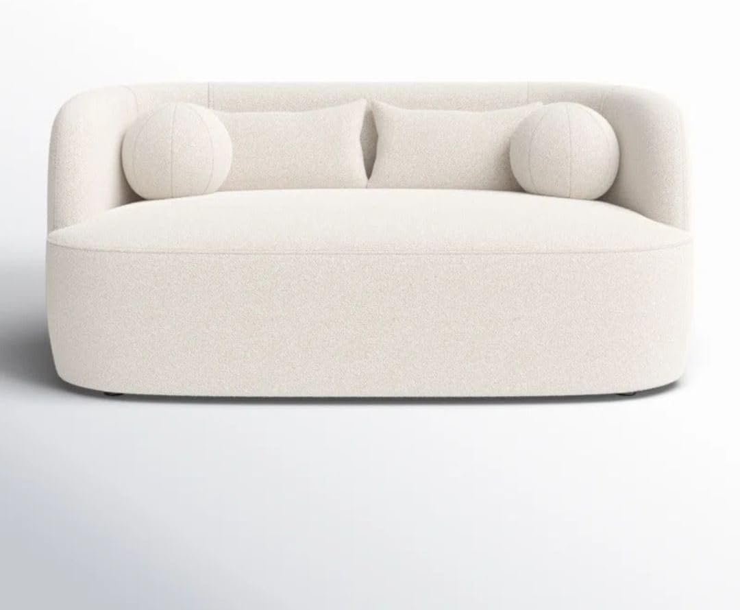 Comfynest Official Brinae‑Style 68″ Bouclé Loveseat Sofa – Compact Two‑Seater with Plush Cushions & Toss Pillows, Modern Living Room Design (Beige) - Image 3