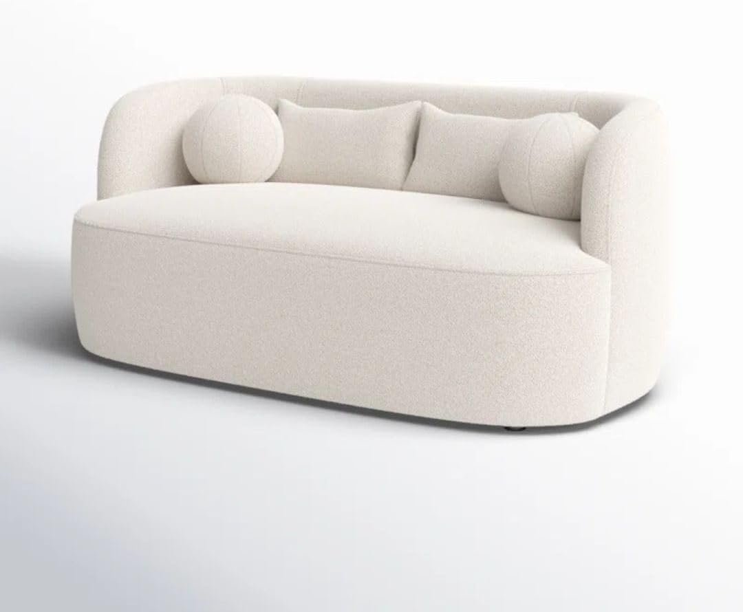 Comfynest Official Brinae‑Style 68″ Bouclé Loveseat Sofa – Compact Two‑Seater with Plush Cushions & Toss Pillows, Modern Living Room Design (Beige) - Image 8