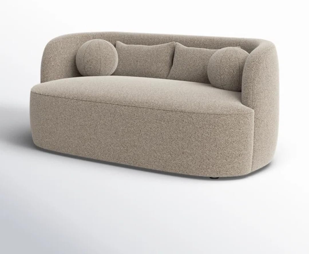 Comfynest Official Brinae‑Style 68″ Bouclé Loveseat Sofa – Compact Two‑Seater with Plush Cushions & Toss Pillows, Modern Living Room Design (Beige) - Image 29