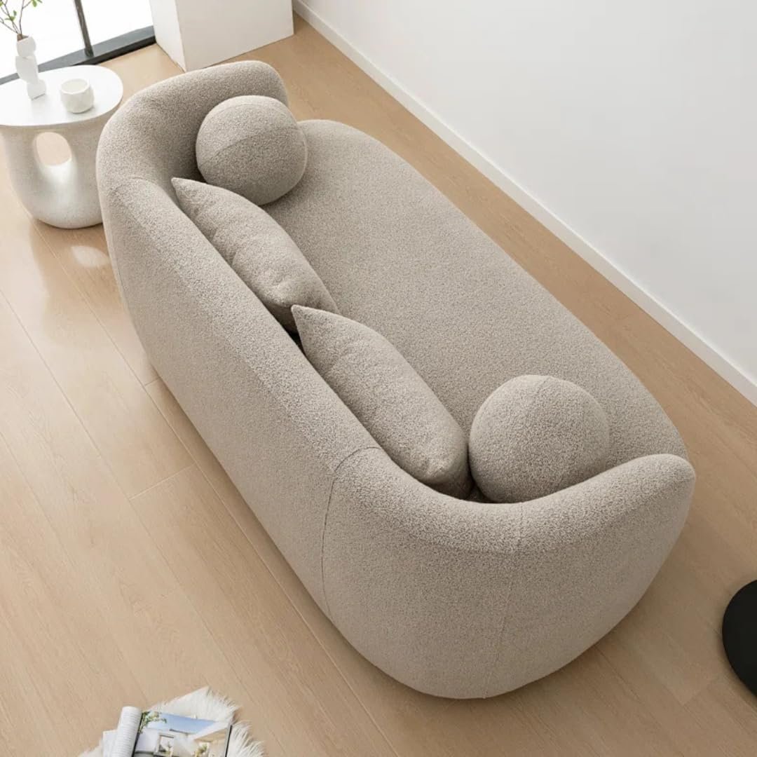 Comfynest Official Brinae‑Style 68″ Bouclé Loveseat Sofa – Compact Two‑Seater with Plush Cushions & Toss Pillows, Modern Living Room Design (Beige) - Image 31
