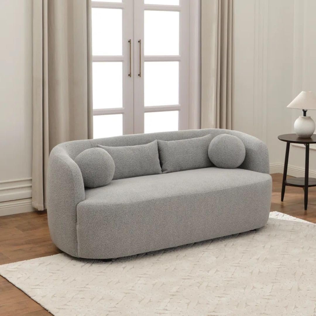 Comfynest Official Brinae‑Style 68″ Bouclé Loveseat Sofa – Compact Two‑Seater with Plush Cushions & Toss Pillows, Modern Living Room Design (Beige) - Image 35