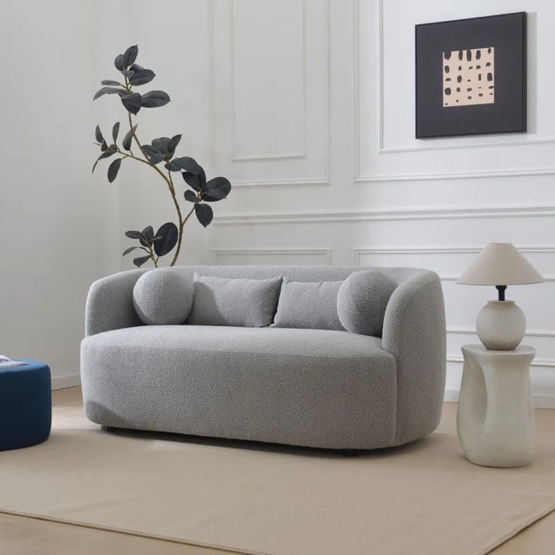 Comfynest Official Brinae‑Style 68″ Bouclé Loveseat Sofa – Compact Two‑Seater with Plush Cushions & Toss Pillows, Modern Living Room Design (Beige) - Image 37