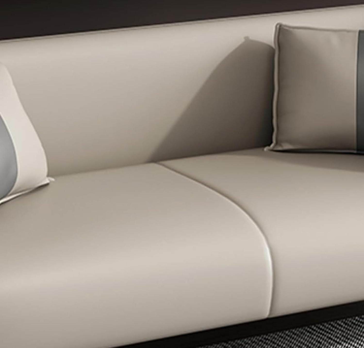 Comfynest Contemporary Faux Leather Tuxedo Sofa - Water Resistant Design, Foam Seat Cushions, Beige/Gray - Image 3