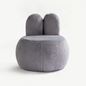 Comfynest Bunny Kids Ottoman – Grey, Soft Plush Ottoman for Kids & Teens – Fun Kids Furniture