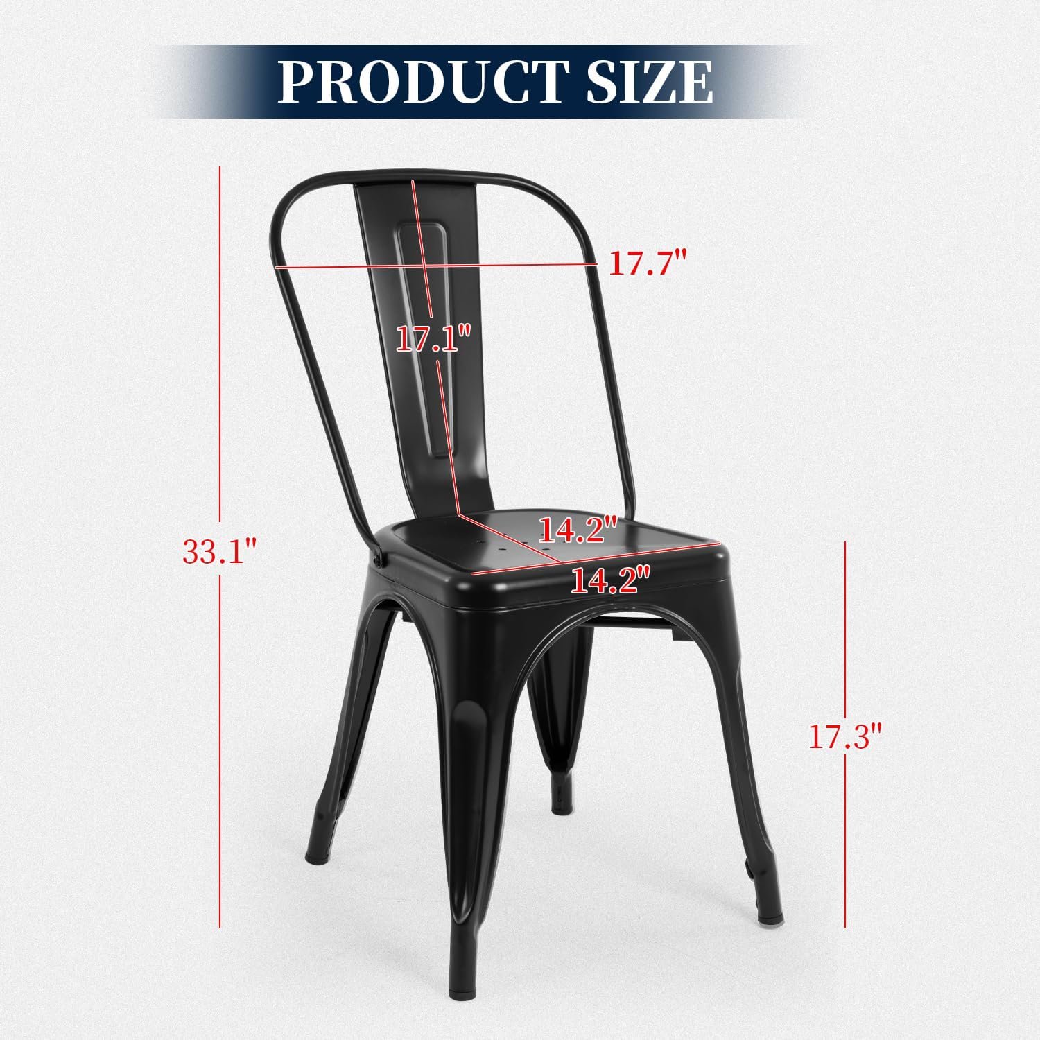 FDW Metal Dining Chairs Set Of 4 Indoor Outdoor Chairs Patio Chairs Kitchen Metal Chairs 18 Inch Seat Height Restaurant Chair Metal Stackable Chair Tolix Side Bar Chairs No Installation Required - Image 3