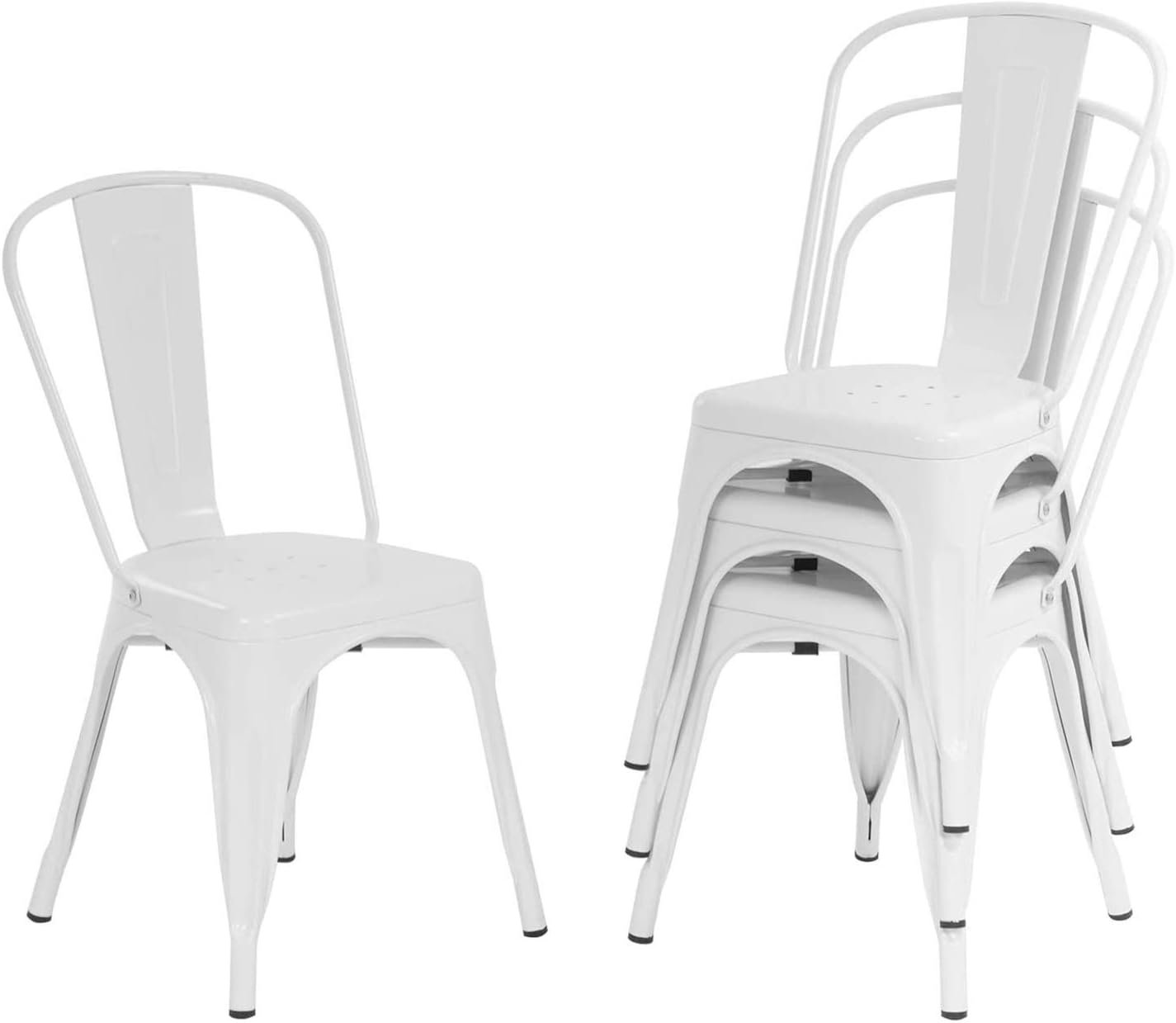 FDW Metal Dining Chairs Set Of 4 Indoor Outdoor Chairs Patio Chairs Kitchen Metal Chairs 18 Inch Seat Height Restaurant Chair Metal Stackable Chair Tolix Side Bar Chairs No Installation Required - Image 9