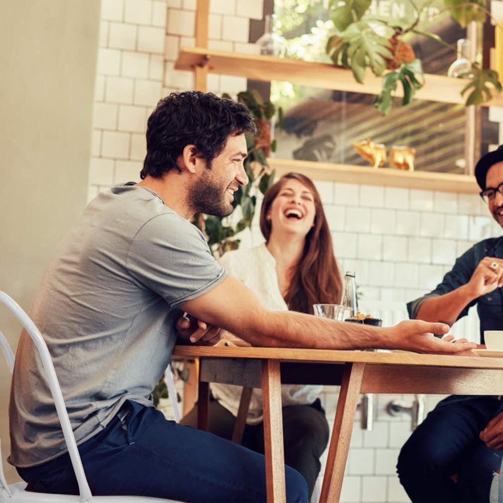 FDW Metal Dining Chairs Set Of 4 Indoor Outdoor Chairs Patio Chairs Kitchen Metal Chairs 18 Inch Seat Height Restaurant Chair Metal Stackable Chair Tolix Side Bar Chairs No Installation Required - Image 10