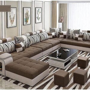 Live Room Sofa,Apartment Living Room Corner Nordic Removable Washable Sofa Combination Furniture (BROWN)