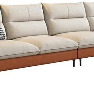 Comfynest Modern Orange Sofa With Beige Tech Cloth Upholstery, Stain Resistant & Durable Wood Frame, Sponge Seat Filling - 299.72X73.66X88.9CM
