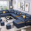 Modern Couch U Shaped Faux leather Living Room Furniture Chaise Lounge Recliner Sectional L Shape Corner Sofa Sets