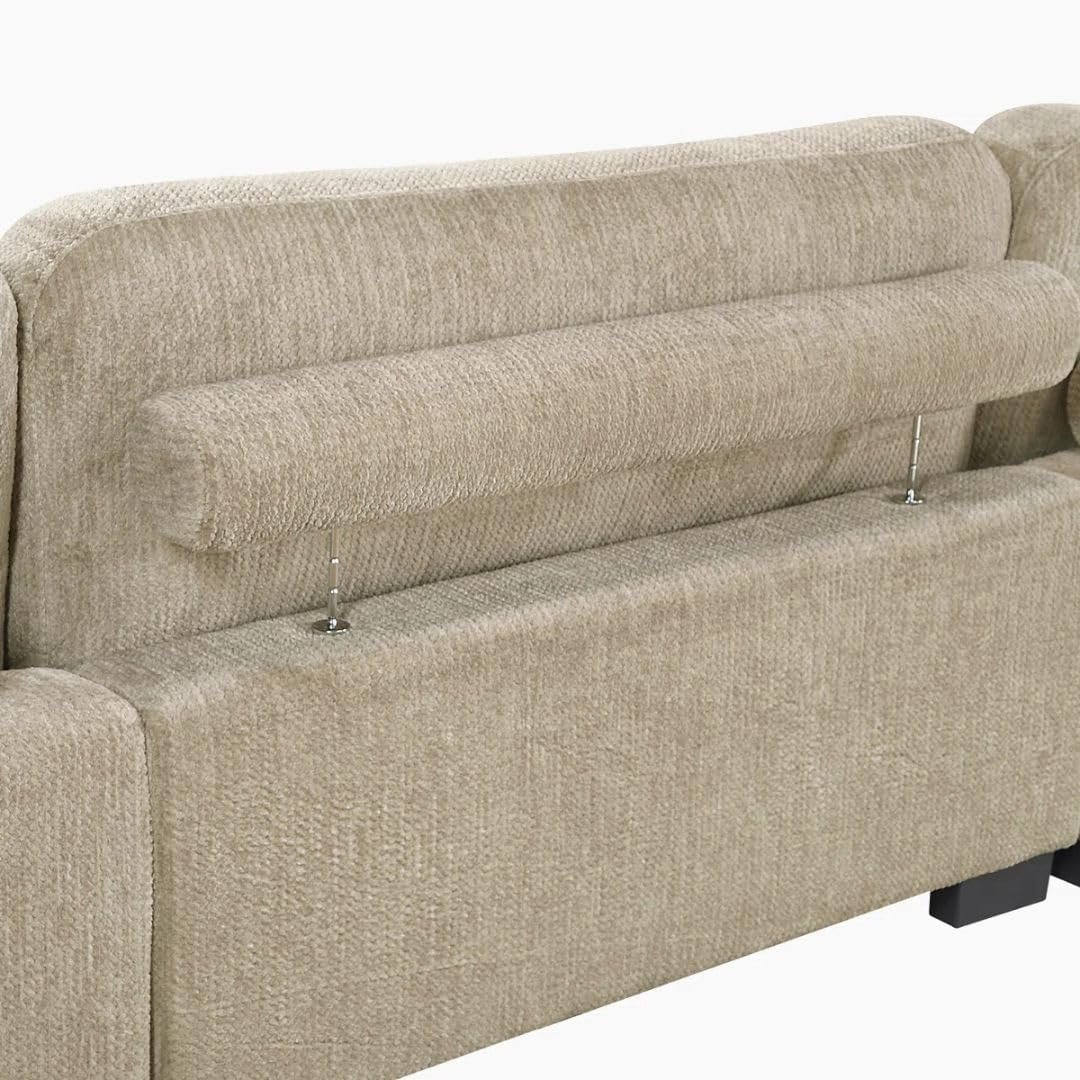 Comfynest 135″ L‑Shaped Modular Corduroy Sectional Sofa – Track‑Arm Couch with Ottoman & Toss Pillows (Beige Corduroy) - Image 20