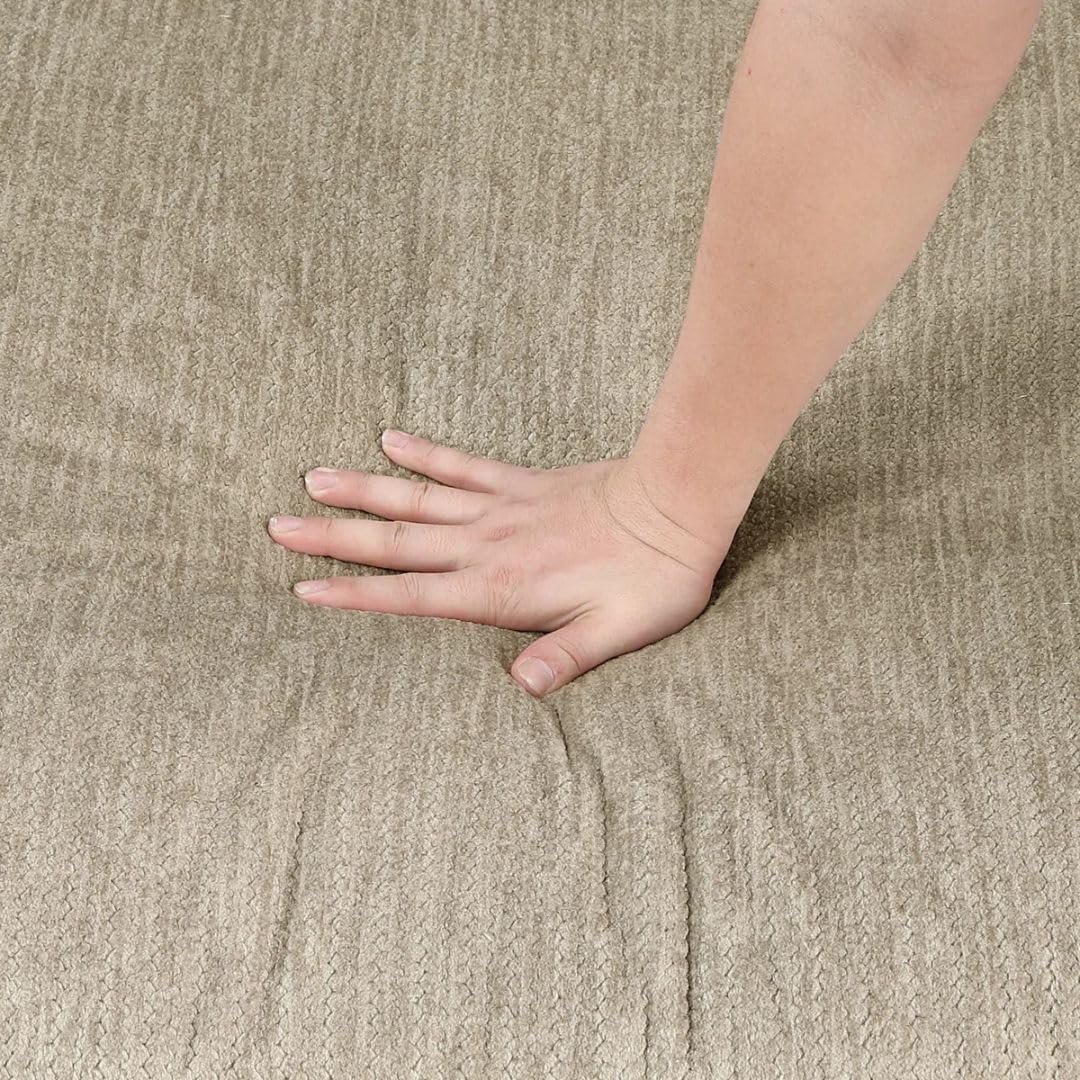 Comfynest 135″ L‑Shaped Modular Corduroy Sectional Sofa – Track‑Arm Couch with Ottoman & Toss Pillows (Beige Corduroy) - Image 21