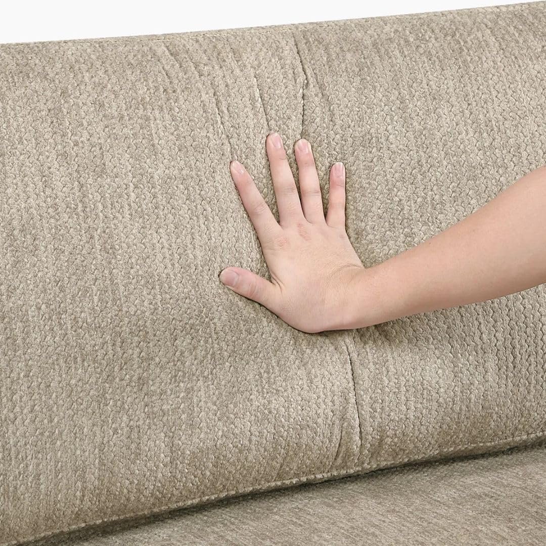Comfynest 135″ L‑Shaped Modular Corduroy Sectional Sofa – Track‑Arm Couch with Ottoman & Toss Pillows (Beige Corduroy) - Image 23