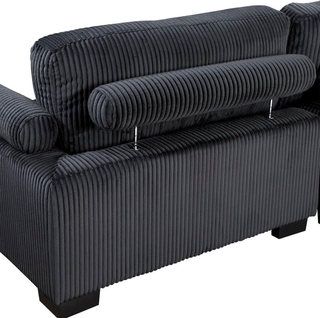 Comfynest 135″ L‑Shaped Modular Corduroy Sectional Sofa – Track‑Arm Couch with Ottoman & Toss Pillows (Beige Corduroy) - Image 29