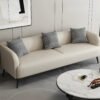 Comfynest Modern Office Sofa, 3-Seater, Anti Cat Scratch Leather, Storage, Living room couch, 170 X 70 X 64 Cm (Cream, 3 Seater)