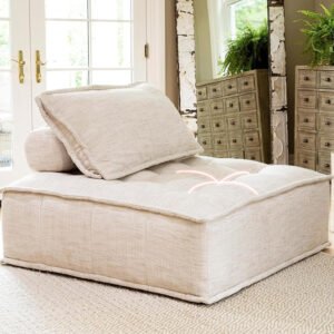 Comfynest Official Nordic Fabric Square Lazy Sofa Tatami Style Modular Sofa Simple Design and Modern Life Perfectly Blended for Living Room, Bedroom, Balcony, Leisure Chair