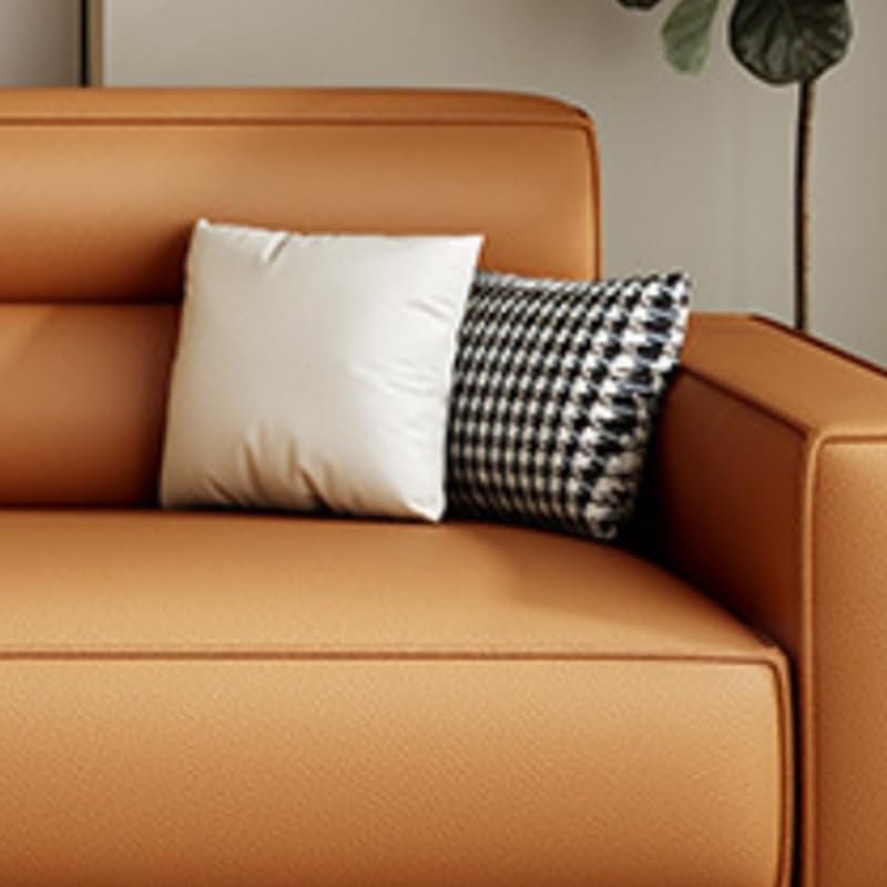 Comfynest Orange Anti Cat Scratch Leather Standard Sofa With Stain Resistant Features, Latex & Sponge Sponge Seat Filling - 279.4X99.06X78.74CM - Image 6