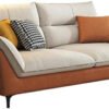 Comfynest Modern Orange Sofa With Beige Tech Cloth Upholstery, Stain Resistant & Durable Wood Frame, Sponge Seat Filling - 180.34X85.09X88.9CM