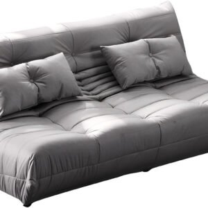 Comfynest Modern Tufted Cushions Armless Living Room Wooden Standard Seating - Suede 180 X 102 X 70 Cm Grey