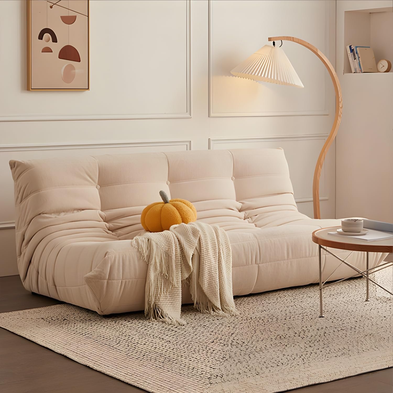Comfynest Modern Tufted Cushions Armless Living Room Wooden Standard Seating - Suede 180 X 102 X 70 Cm Red - Image 3