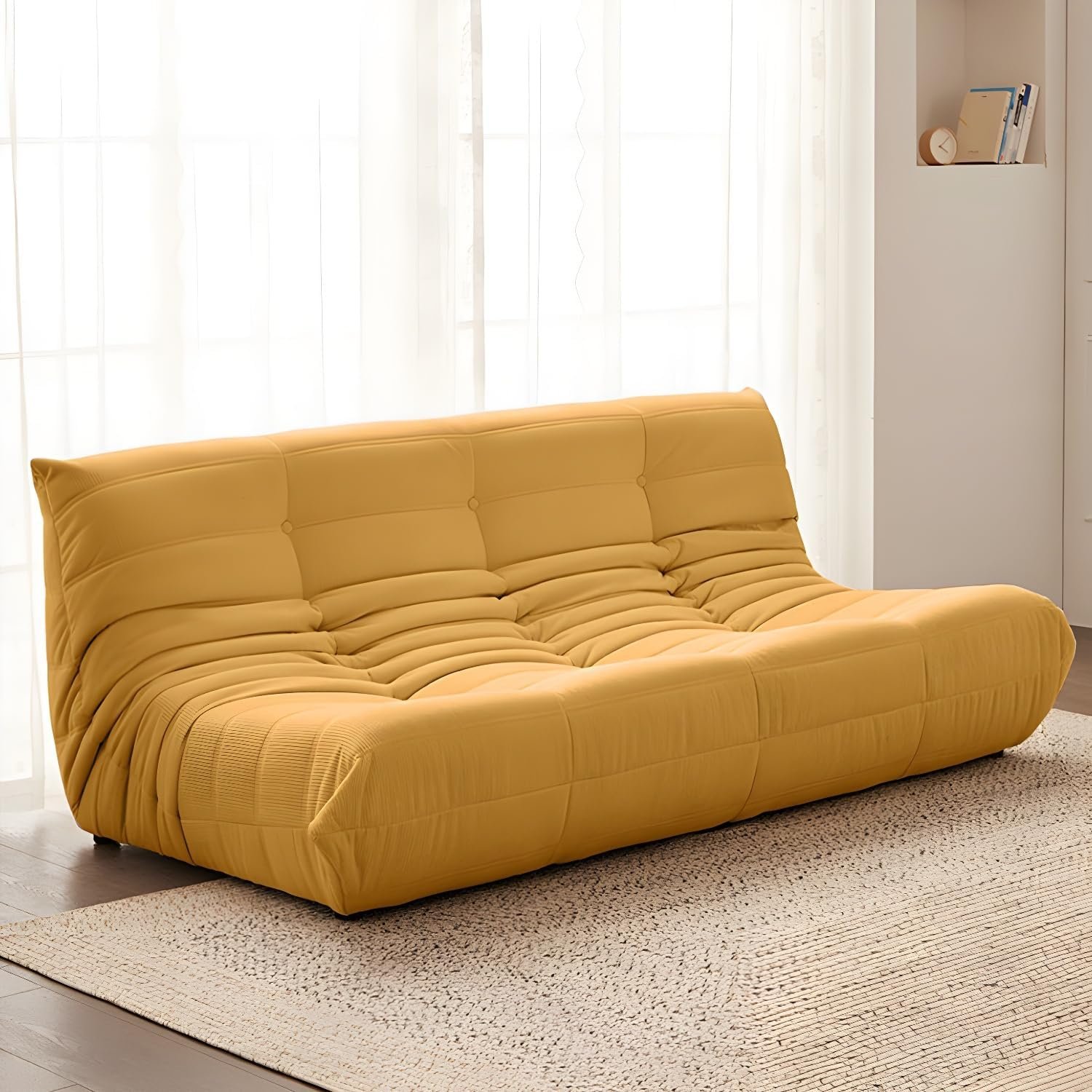 Comfynest Modern Tufted Cushions Armless Living Room Wooden Standard Seating - Suede 180 X 102 X 70 Cm Red - Image 4