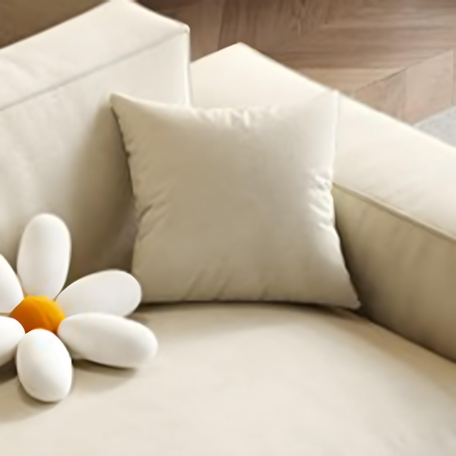 Comfynest Water Resistant Off-White Modern Sofa With Beige Upholstery - Wood Frame Foam Seat Filling, 340.36 X 93.98 X 73.66 Cm + 71.12 X 78.74 X 40.64 Cm Off-White - Image 5