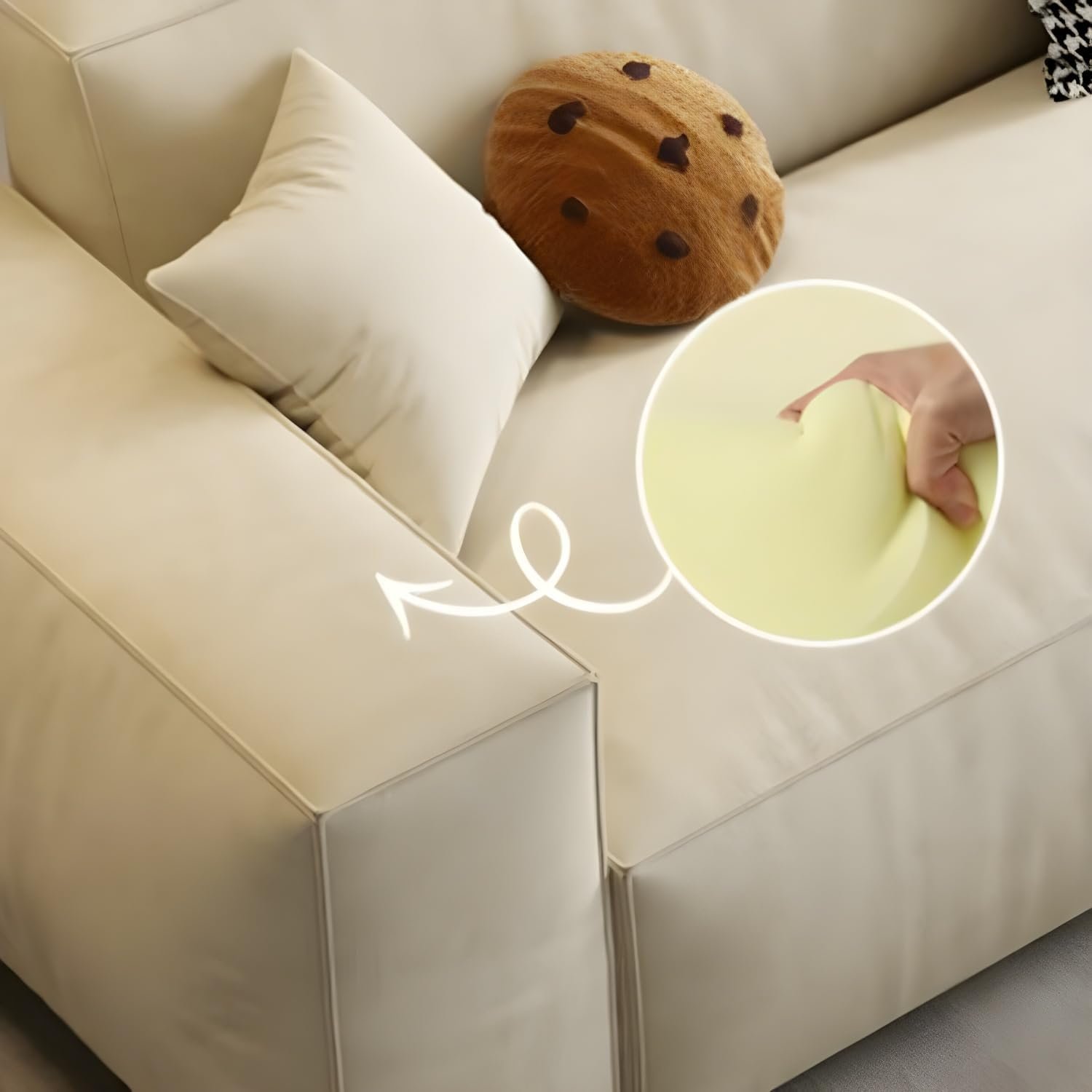 Comfynest Water Resistant Off-White Modern Sofa With Beige Upholstery - Wood Frame Foam Seat Filling, 340.36 X 93.98 X 73.66 Cm + 71.12 X 78.74 X 40.64 Cm Off-White - Image 7