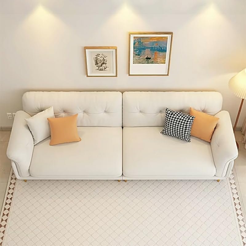 Comfynest Elegant Beige Upholstered Sofa With Flared Arms And Tufted Back, Stain Resistant & Scratch Resistant Sponge & 1.6' Latex Seat Filling, 210.82X88.9X88.9 Cm + 78.74 X 60.96 X43.18 Cm Off-White - Image 5