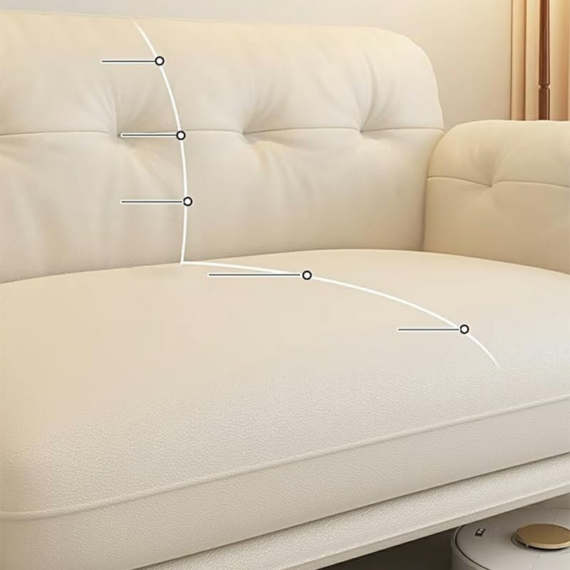 Comfynest Elegant Beige Upholstered Sofa With Flared Arms And Tufted Back, Stain Resistant & Scratch Resistant Sponge & 1.6' Latex Seat Filling, 210.82X88.9X88.9 Cm + 78.74 X 60.96 X43.18 Cm Off-White - Image 7