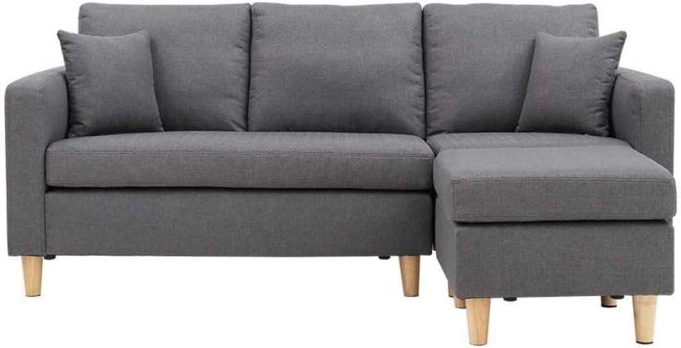 Comfynest Modern Foldable Futon Sofa Bed Convertible 2 3 Seat Corner Couch Sofa Chair Bed Set and Stool For Living Room (Ink Gray) - Image 5