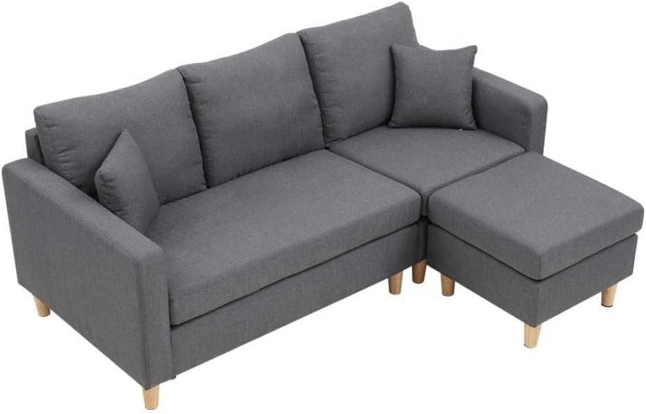 Comfynest Modern Foldable Futon Sofa Bed Convertible 2 3 Seat Corner Couch Sofa Chair Bed Set and Stool For Living Room (Ink Gray) - Image 6