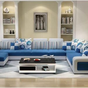 Comfynest Modern Fabric Sectional Sofa Bed – Convertible U-Shaped Couch with Foam Fill & Solid Wood Frame (Blue, CUSTOMIZED SIZE)