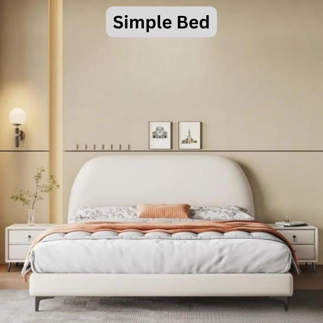 ComfyNest Light Luxury Modern Bed Frame For Bedrooms – Faux Leather Wrapped Headboard, Sturdy Metal & Wooden Slats - Bedroom Furniture - with or without Mattress (W200xL200cm (with mattress)) - Image 2