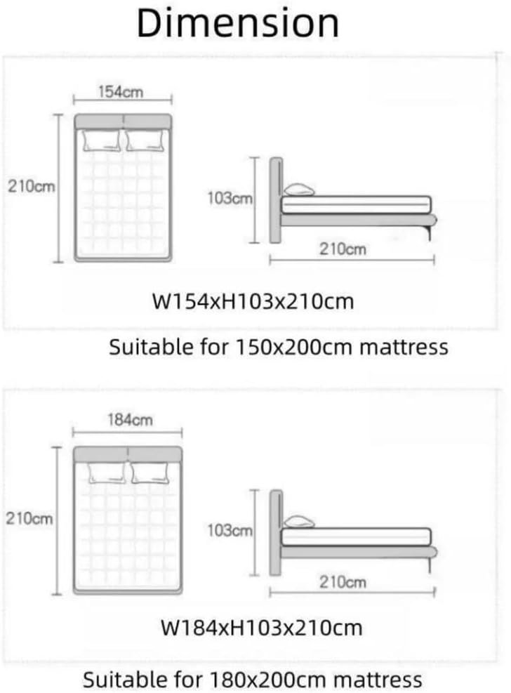 ComfyNest Light Luxury Modern Bed Frame For Bedrooms – Faux Leather Wrapped Headboard, Sturdy Metal & Wooden Slats - Bedroom Furniture - with or without Mattress (W200xL200cm (with mattress)) - Image 3