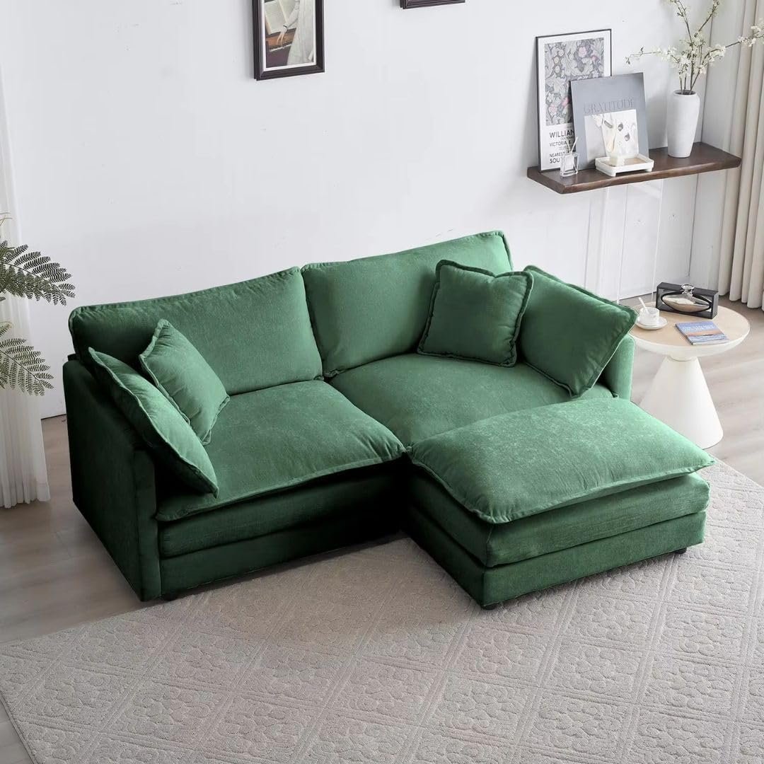 Comfynest Deep-Seat Modular Sectional Sofa with Chaise – Microfiber Upholstered, Modern L-Shape, (Blue)