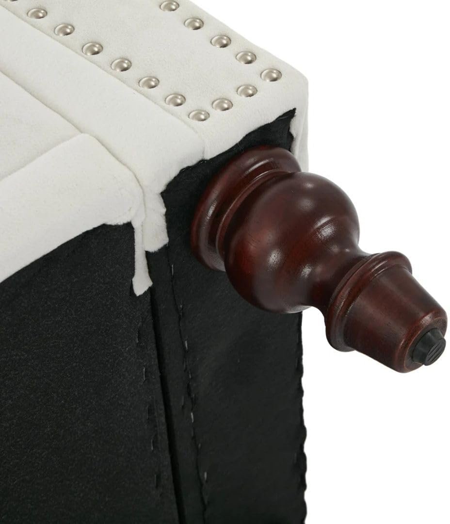 Comfynest Moern Velvet/Linen Storage Bench with Segmented Compartments, Button-Tufted Flip Top, Nailhead Accents – Stylish Organizing Bench for Bedroom/Foyer (White) - Image 7