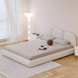 Comfynest Light Luxury Fleece Fabric Bed Frame – King/Queen (with or without Mattress) (W120xL200 cm (with mattress))