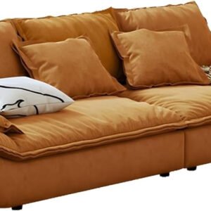 Comfynest Contemporary Tech Cloth Standard Sofa with Removable Cushions and Pillows, Living room Stylish Couch, 279.4 x 78.74 x 83.82 cm - Multiple Colors Available (Orange, 2-Seater)