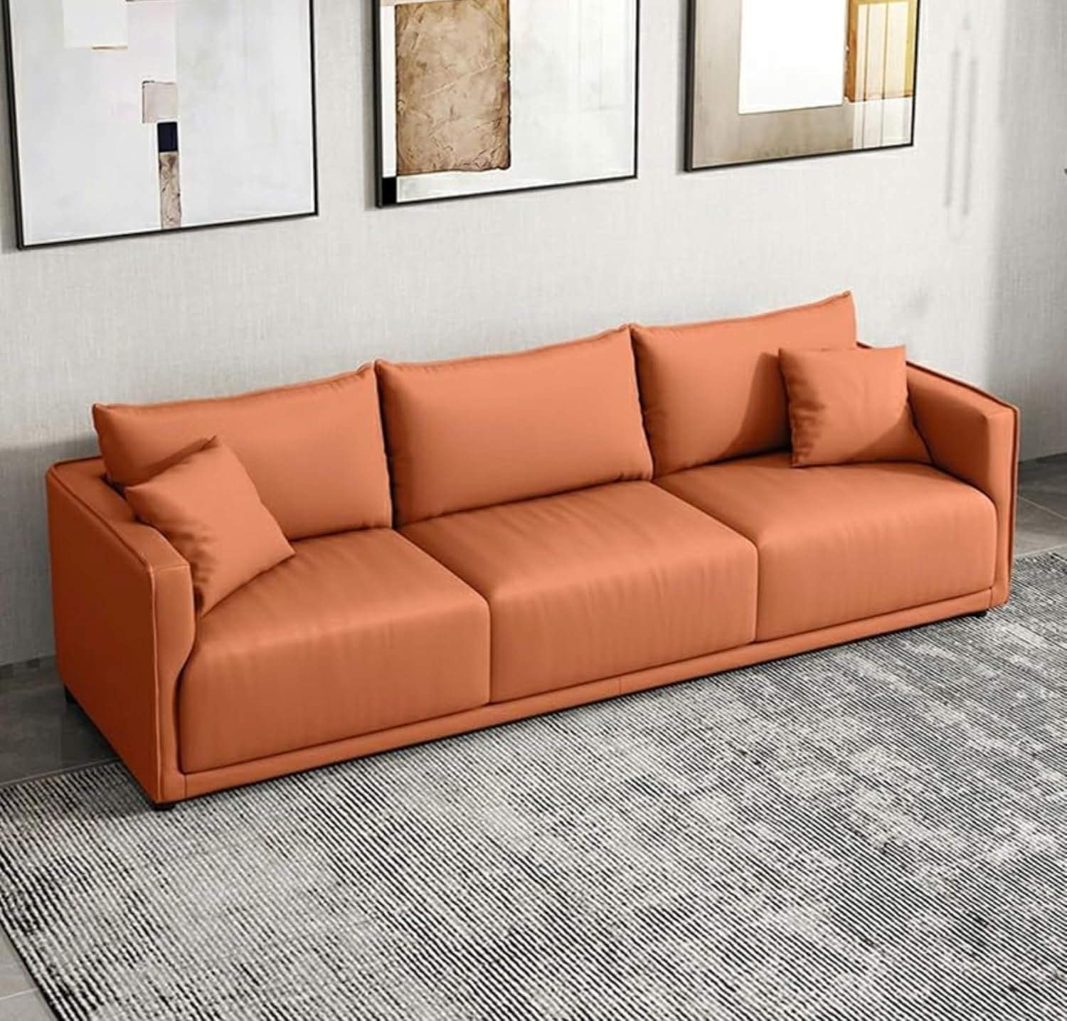 Comfynest Modern Wood Frame Sofa with Foam Seat Cushions and 2 Included Pillows, Living room stylish couch, 187.96 x 73.66 x 76.2 cm (Croci)