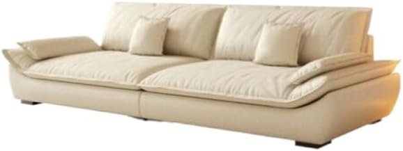 Comfynest Modern Off-White Upholstered Sofa With Beige Cushions And Stain Resistant Fabric Design Cotton Seat Filling, 209.55 X 100.33 X 85.09 Cm Off-White - Image 6