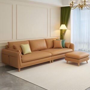 Comfynest Storage Included Brown Sofa With Scratch Resistant Anti Cat Scratch Fabric Latex Seat Filling, 289.56 X 88.9 X 88.9 Cm + 71.12 X 71.12 X 43.18 Cm Brown