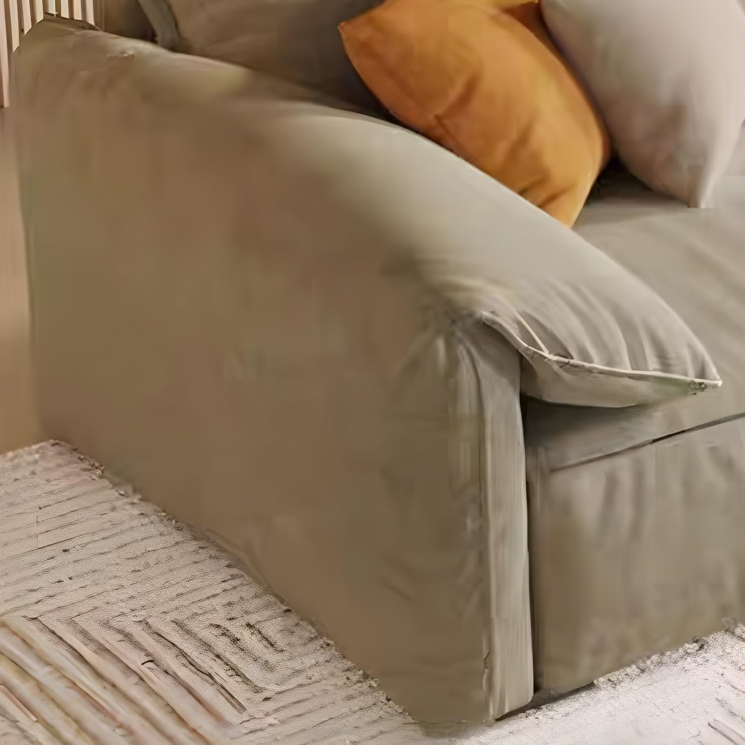 Comfynest Modern Brown Anti Cat Scratch Fabric Sofa With Pillow Top Arm And Stain Resistant Feature Sponge Seat Filling, 309.88 X 99.06 X 78.74 Cm + 83.82 X 83.82 X 45.72 Cm Brown - Image 5