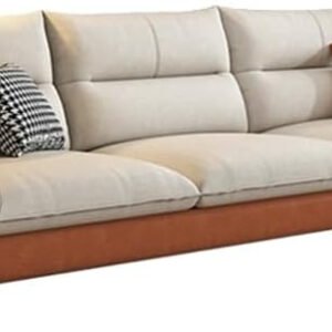 Comfynest Modern Orange Sofa With Beige Tech Cloth Upholstery, Stain Resistant & Durable Wood Frame, Sponge Seat Filling - 238.76X73.66X88.9CM