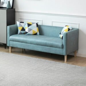 Comfynest Modern Single Cushion Sofa With Square Arm And Tight Back For Home - Linen 130 X 61 X 59 Cm Mint Green