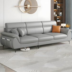 Comfynest Extra Long Pine Wood Modern Sofa With Storage Seats 3 No Resis//Tures Thick Cushion - Anti Cat Scratch Fabric 210 X 86 X 90 Cm Light Gray