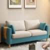 Comfynest Modern 2-Seater Fabric Sofa With Bolster Pillows And Storage 142.24 X 60.96 X 55.88 Cm Lake Blue/Beige 1PN