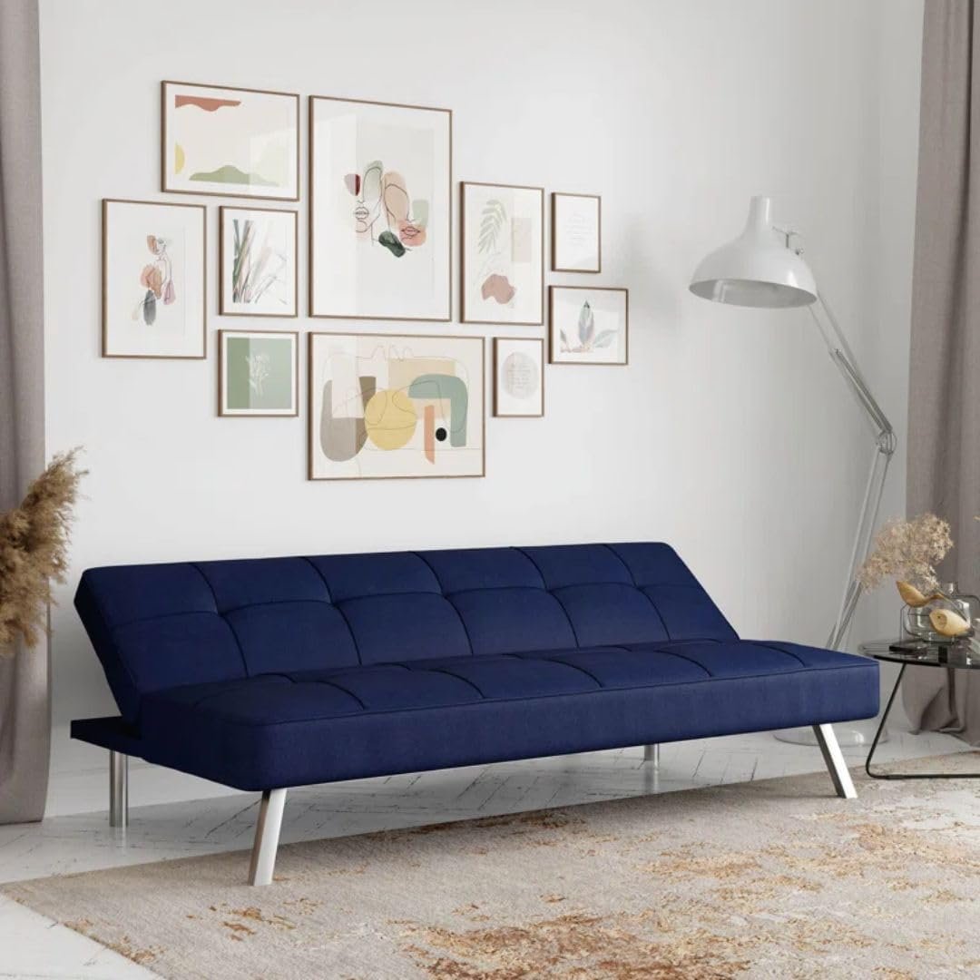 Comfynest Modern Convertible Sofa – Elegant Tufted Polyester Futon & High-Density Foam (Navy) - Image 2