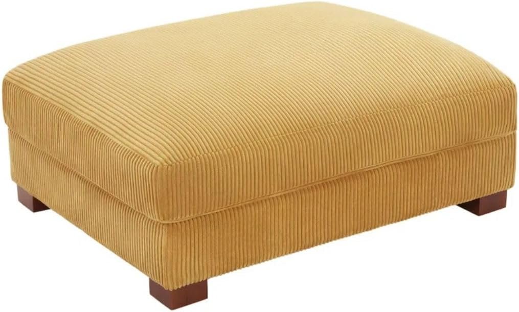 Comfynest Modern Corduroy Ottoman – Stylish Foam-Filled Footrest, Solid Wood Frame (Orange) - Image 3