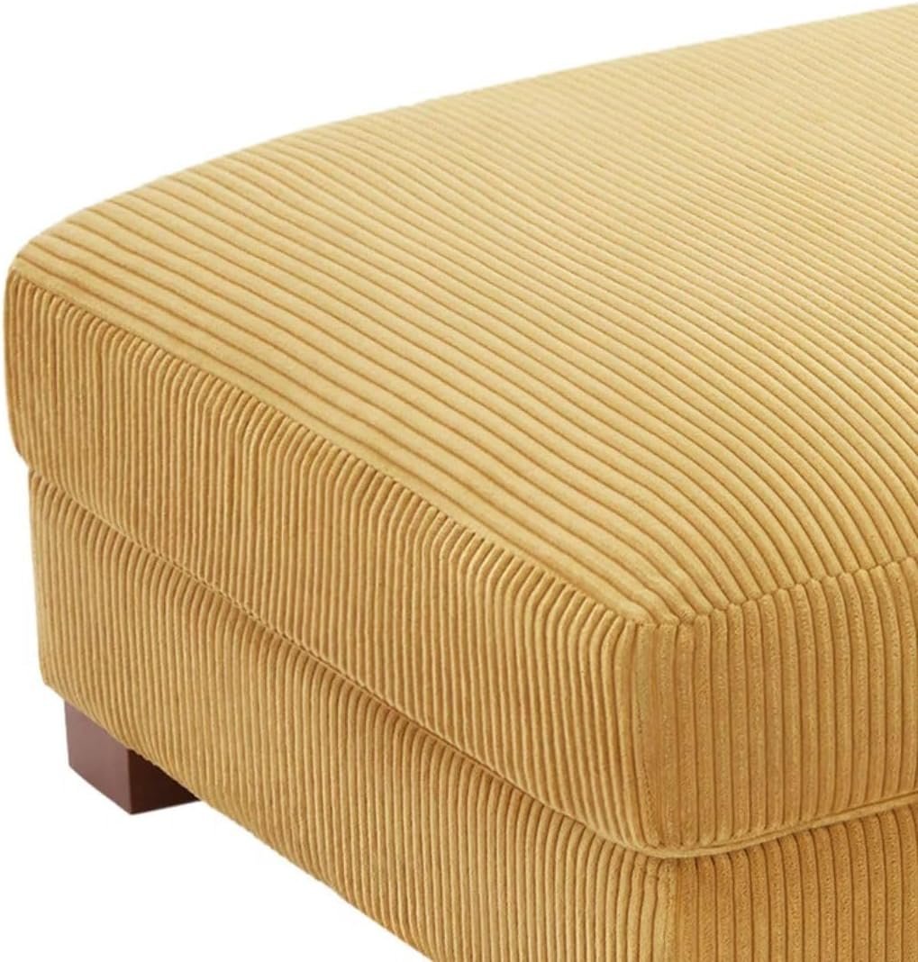 Comfynest Modern Corduroy Ottoman – Stylish Foam-Filled Footrest, Solid Wood Frame (Orange) - Image 5