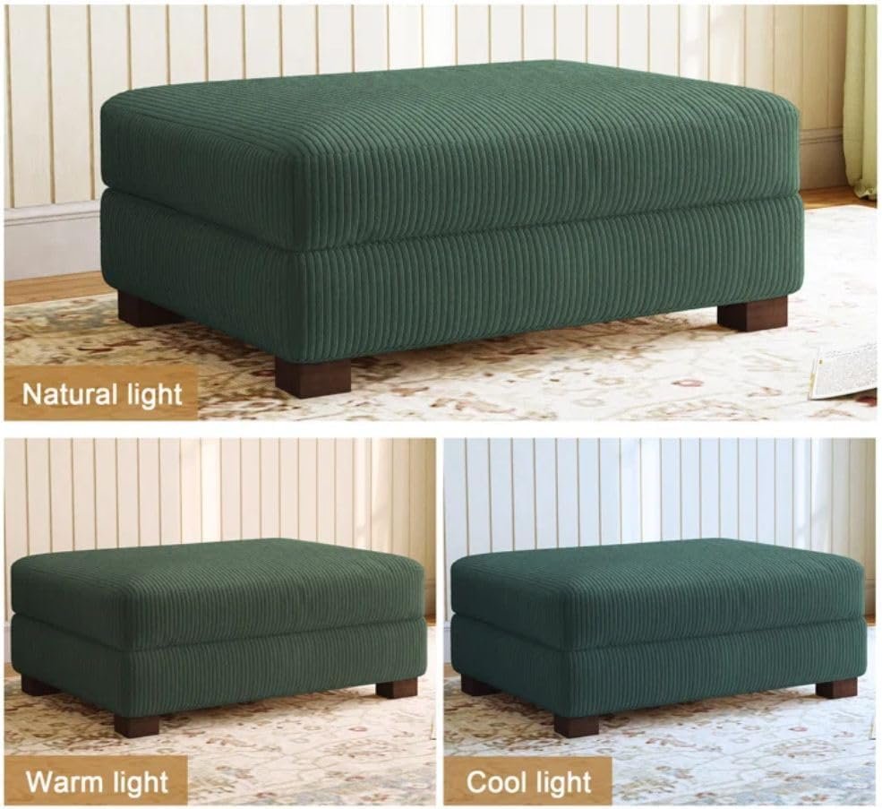 Comfynest Modern Corduroy Ottoman – Stylish Foam-Filled Footrest, Solid Wood Frame (Orange) - Image 12